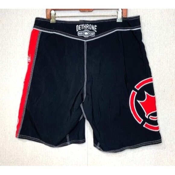 Dethrone Royalty Men's Black & Red MMA Fight Shorts Size 36 Polyester - Picture 2 of 10